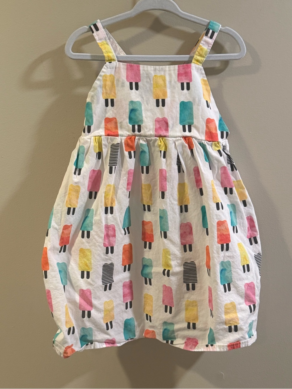 chic Chick Lane White Dress with Pink, Yellow, Teal & Black Popsicle Print